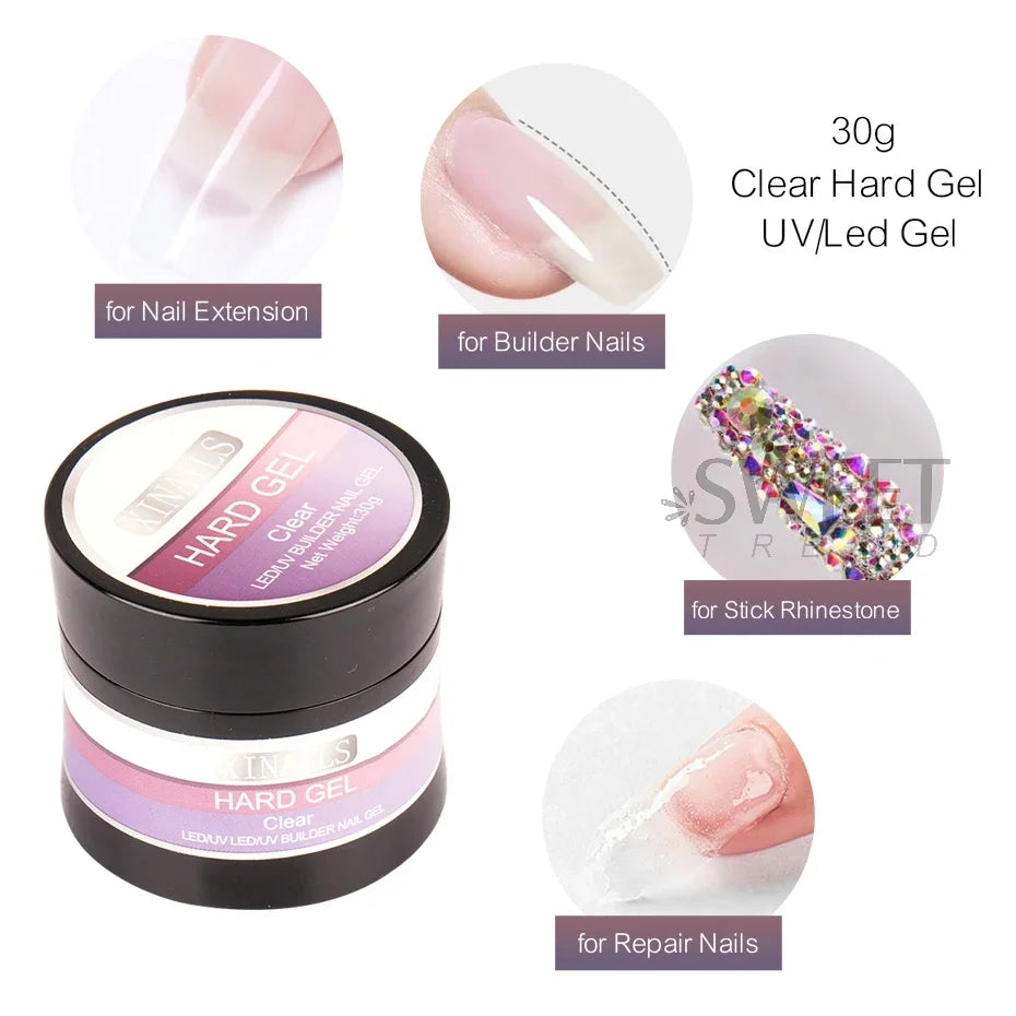 30g Clear Hard Nail Construction Gel – UV Builder & Extension Nail Builder Gel PLUSH HG01