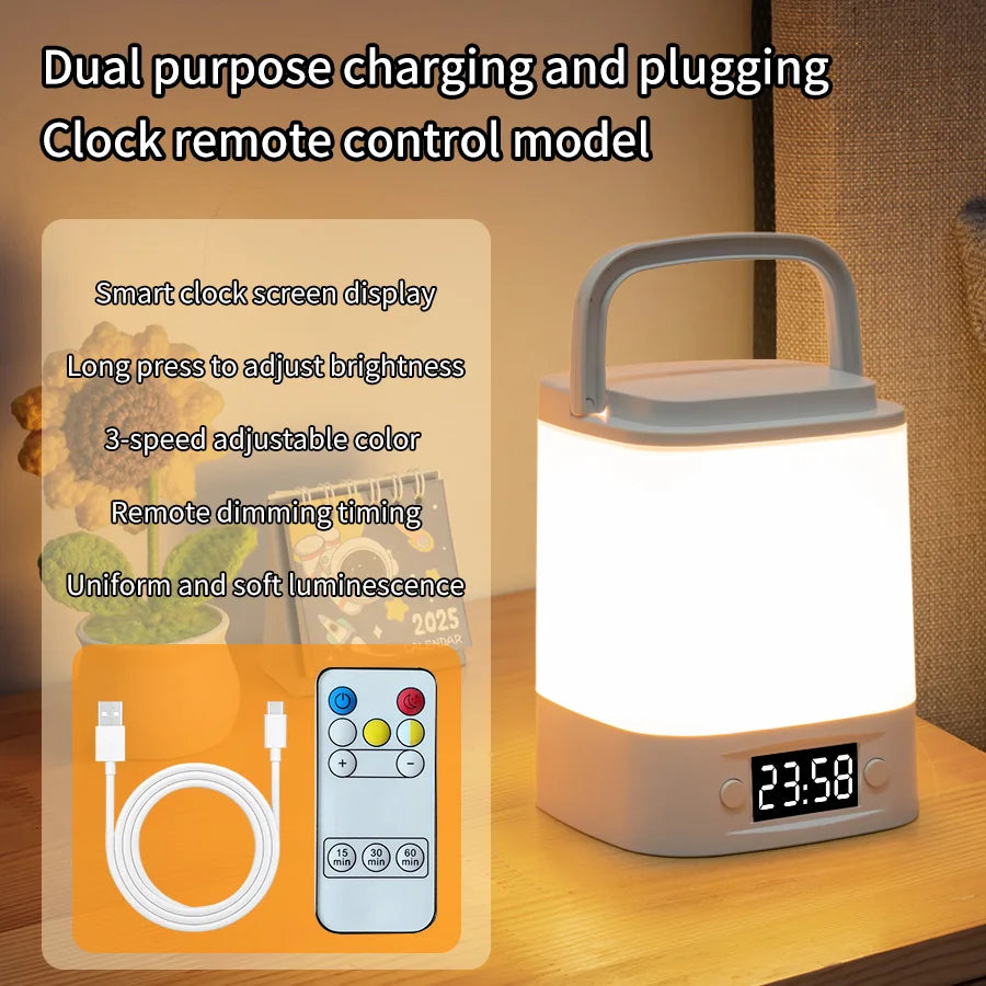 LED Night Light with Clock & Remote Control – Rechargeable LED Night Light PLUSH with Remote type B