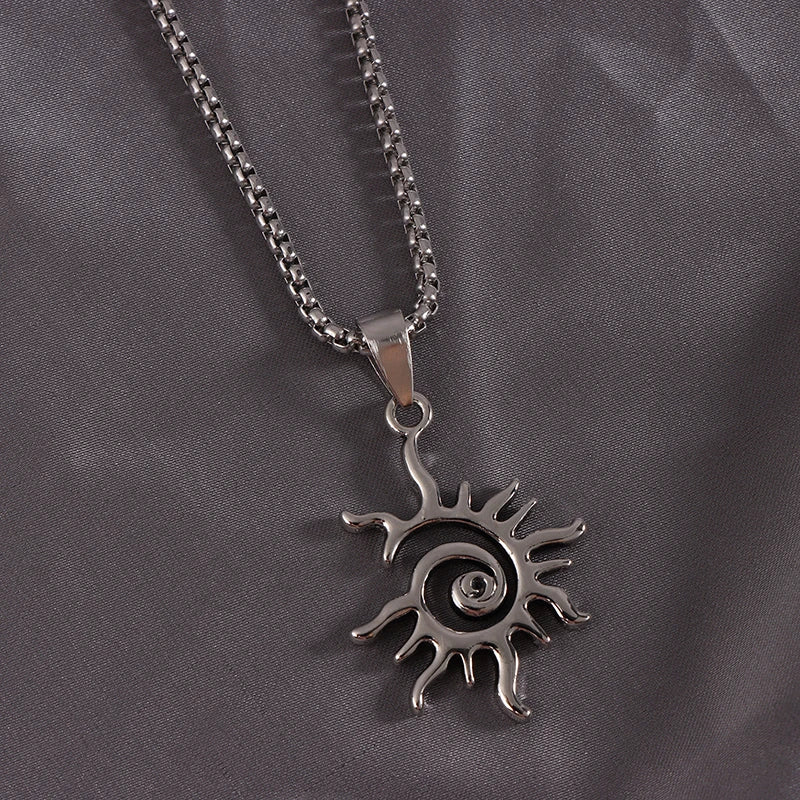Sun Flame Hollowed Titanium Steel Pendant Necklace | Punk Style Pendant Necklace PLUSH 1pcs