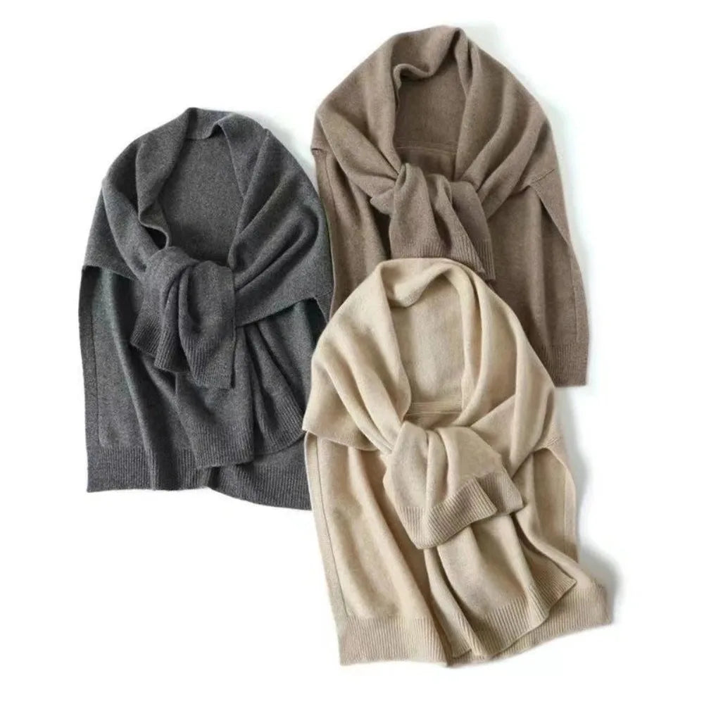 Women's Soft Knit Shawl Wrap – Polyester Scarf Cape All Seasons Knit Shawl Scarf PLUSH