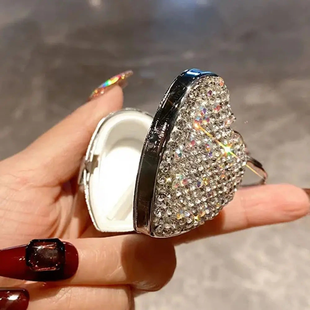 Rhinestone Heart Pill Box – Mini Travel Pill Organizer Travel Pill Organizer PLUSH