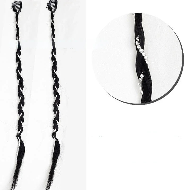 2Pcs Clip-In Braided Hair Extensions – Synthetic Twist Braid Pieces Clip-In Hair Extensions PLUSH lzlt 2Pcs