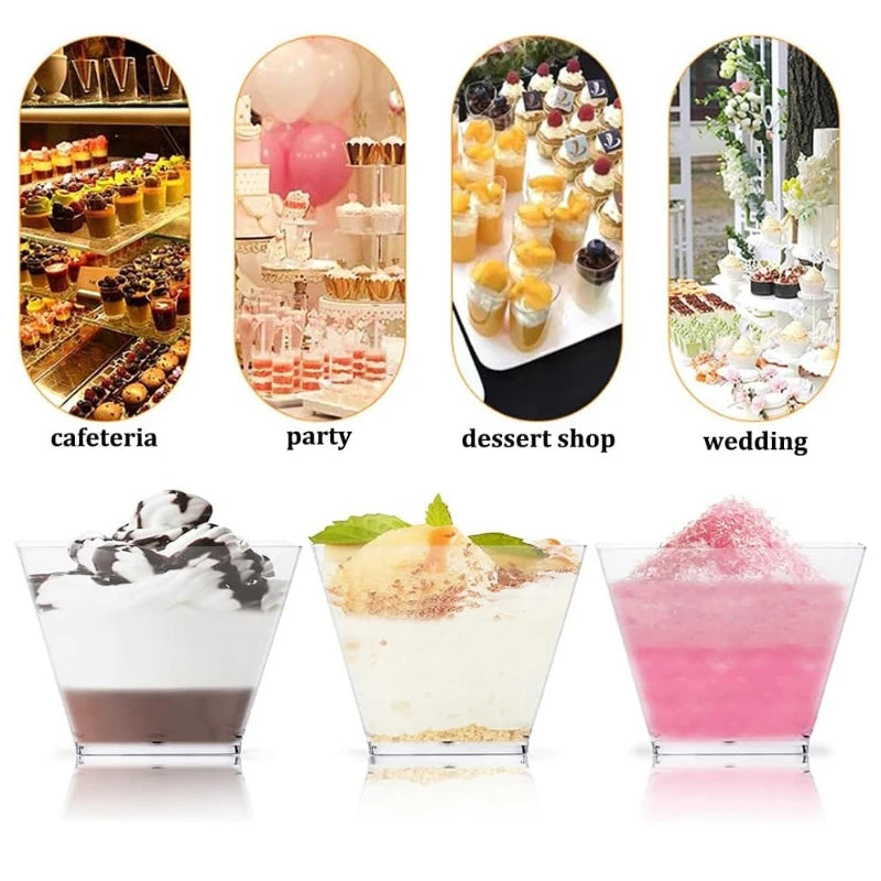 50/100pcs Clear Ladder Plastic Dessert Cups – Party Food Cups Plastic Dessert Cups PLUSH