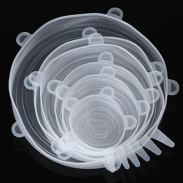 6-Pack Reusable Silicone Food Lids for Cans & Bowls Silicone Food Lids PLUSH baoxiangai-bai