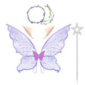 Fairy Butterfly Wings Costume Set – Sparkle Dress Up Fairy Costume Set PLUSH Purple S-S-