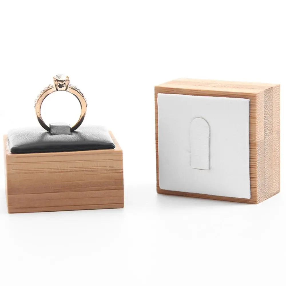 Wooden Ring Box Travel Jewelry Organizer Display Case Jewelry Display Box PLUSH