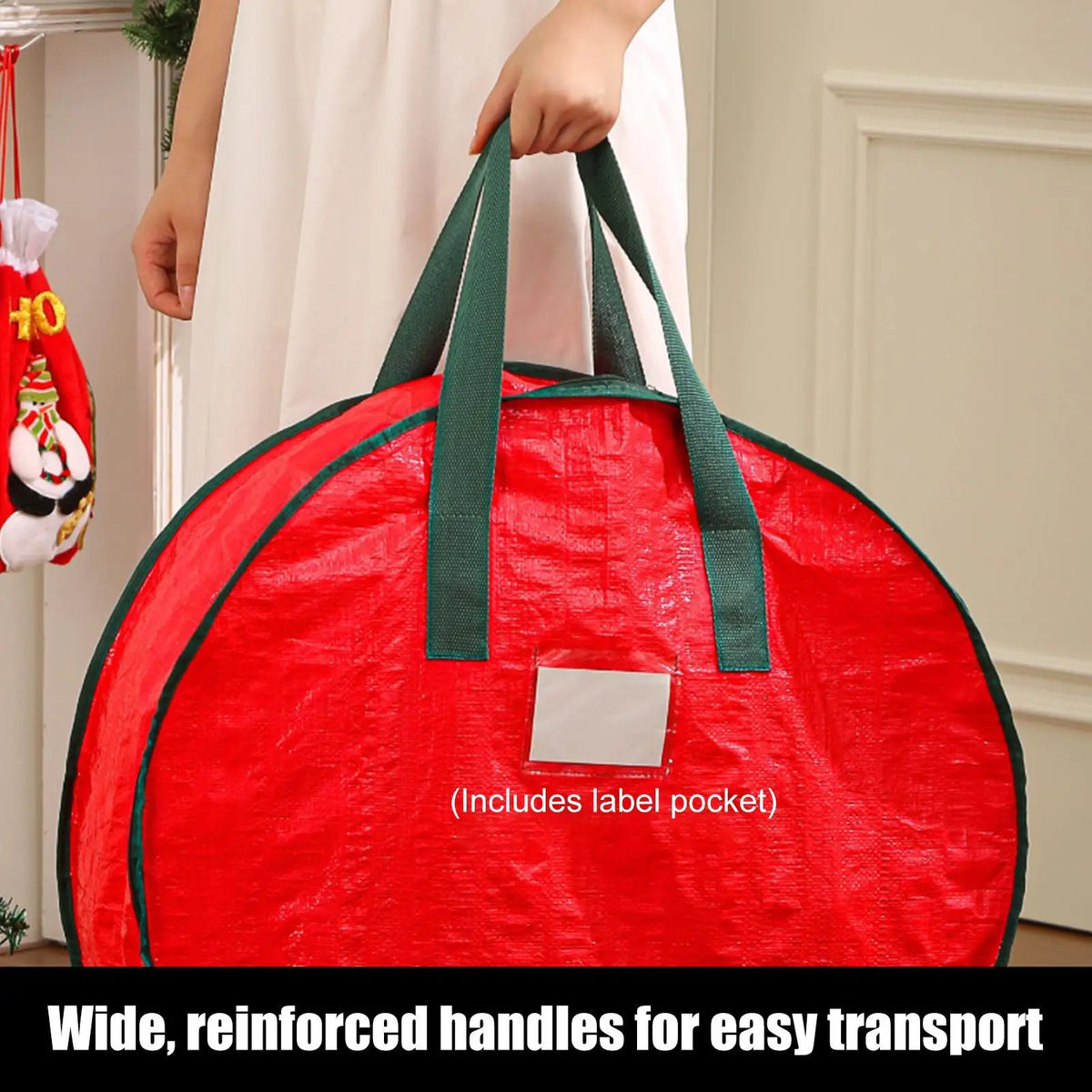 Waterproof Christmas Wreath Storage Bag | Round Large Organizer Wreath Storage Bag PLUSH