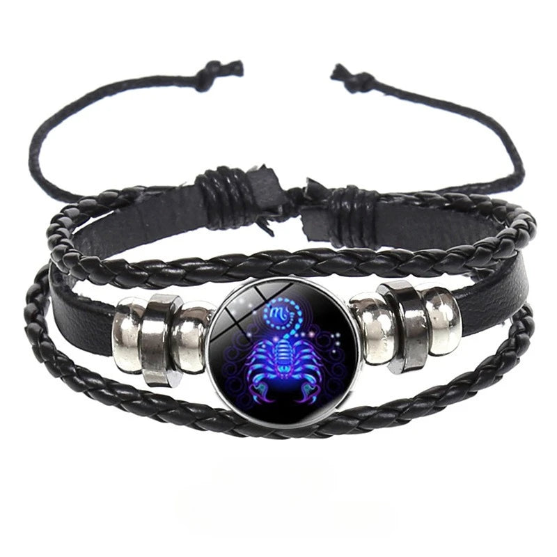 Glow in the Dark Zodiac Constellation Bracelet | Braided Rope Charm Bracelet PLUSH Scorpio 1 Luminous 18-26CM