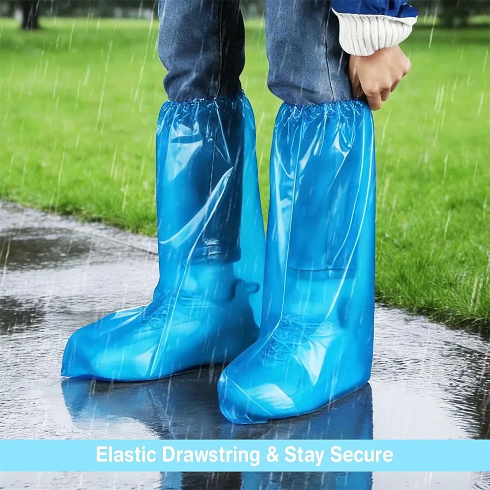 Long Disposable Waterproof Shoe Covers – Non-Slip Rain Boot Disposable Shoe Covers PLUSH