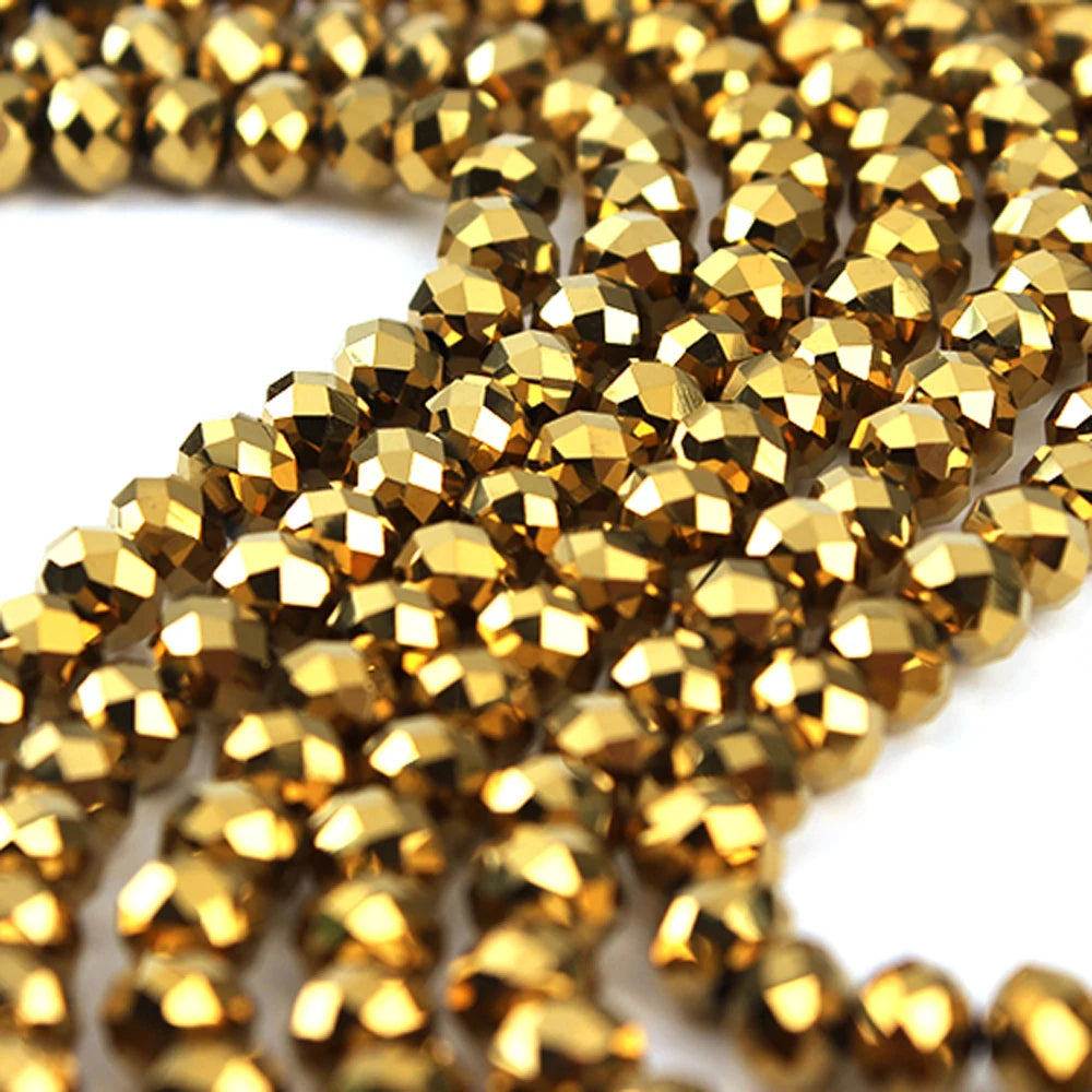Gold Faceted Crystal Glass Spacer Beads 3–10mm | DIY Jewelry Crystal Spacer Beads PLUSH