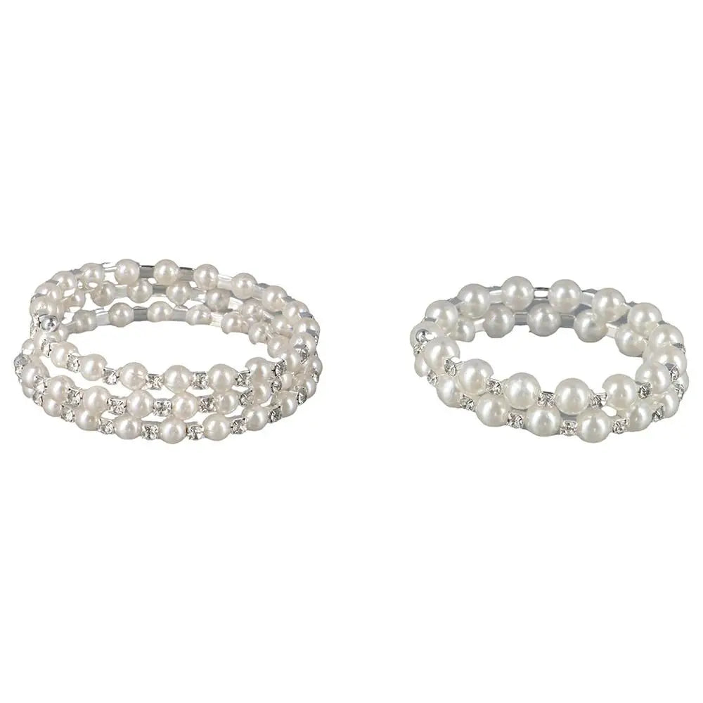 Multilayer Pearl Rhinestone Beaded Bangle Bracelet for Women Beaded Bangle Bracelet PLUSH