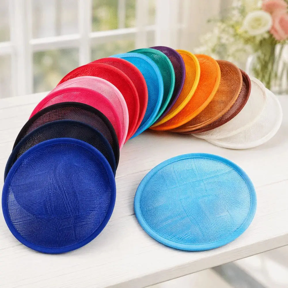 Wide Brim Linen Fascinator Hat Base – Vintage Mesh Headpiece Fascinator Hat Base PLUSH