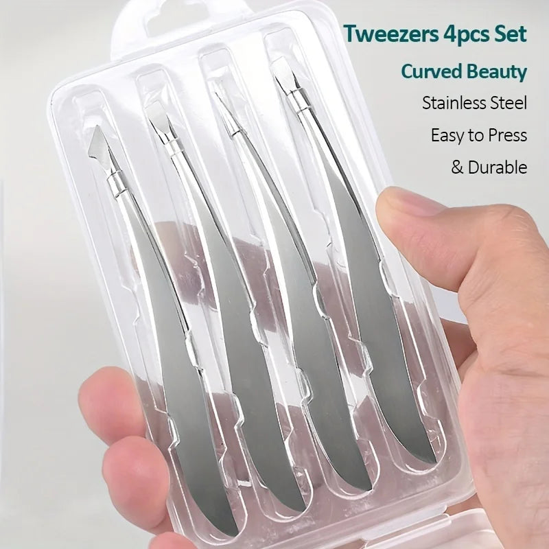 Stainless Steel Precision Tweezers Set – Eyebrow & Facial Hair Precision Tweezers Set PLUSH