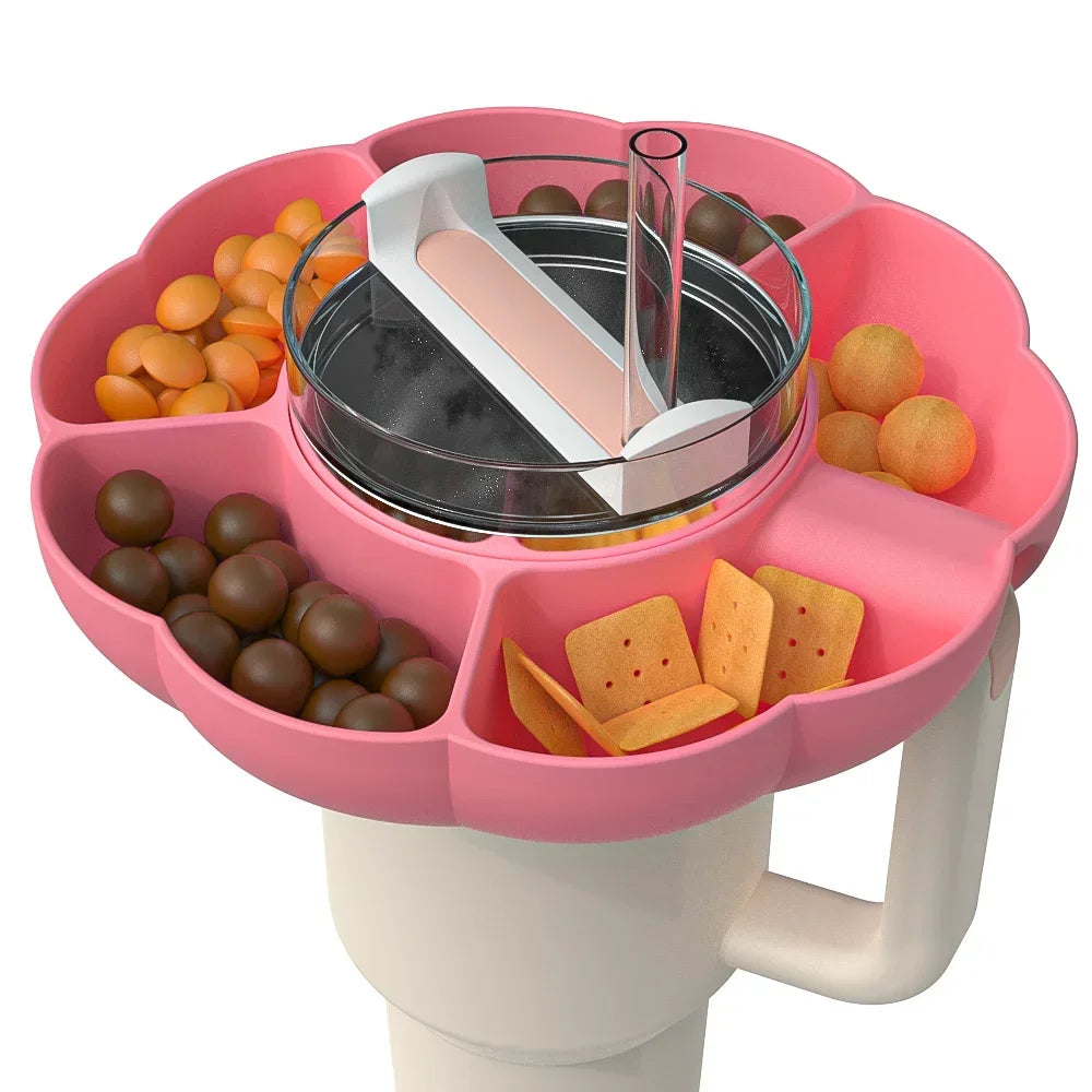 Silicone Snack Tray for Stanley 40 oz Cup – Divided Platter Divided Snack Tray PLUSH Pink