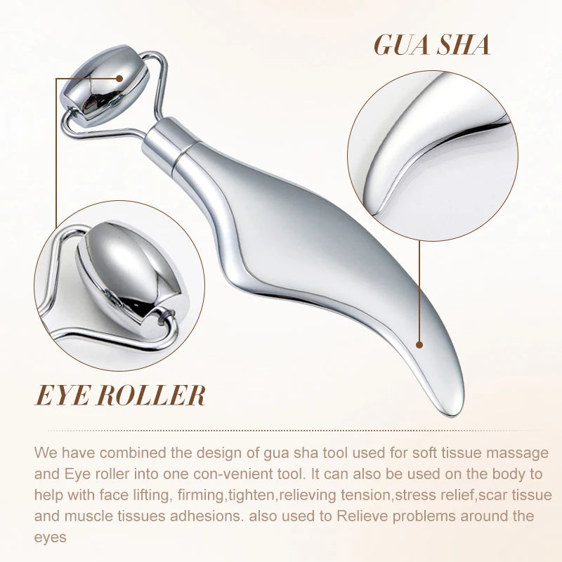 Stainless Steel Facial Roller & Gua Sha Face Massage Tool Facial Massage Tool PLUSH