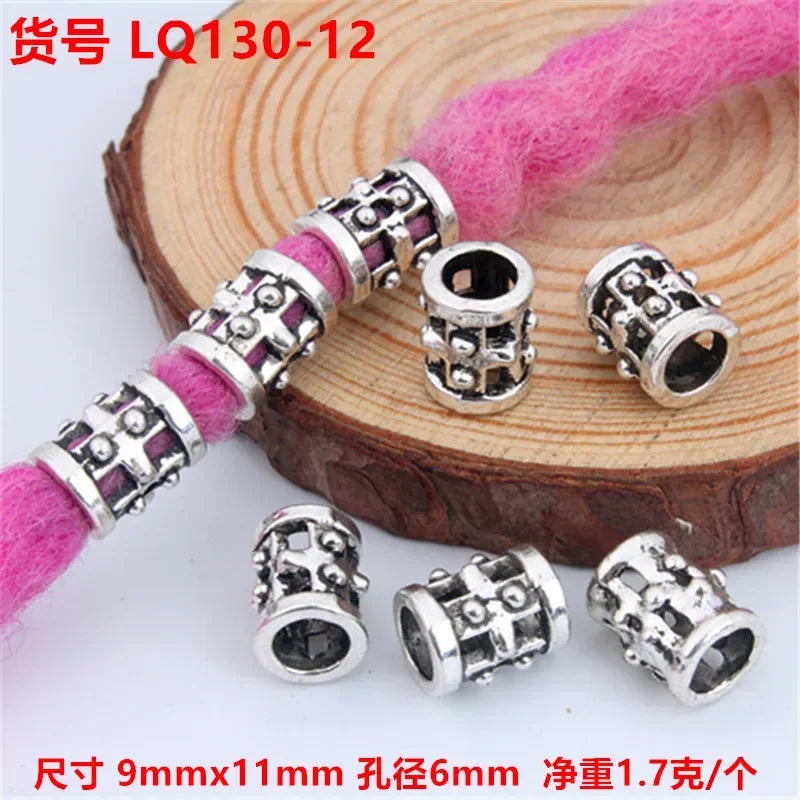 5pcs Viking Dreadlock Hair Braid Beads Cuffs Rings Gold Silver Hair Braid Cuffs PLUSH 5pcs LQ130-12