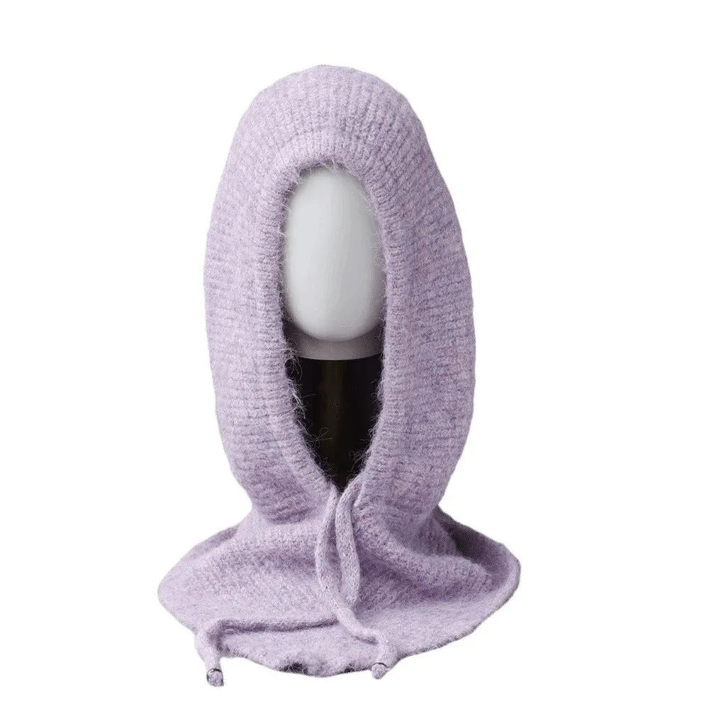 Winter Balaclava Beanie Hat – Knit Scarf Cap with Ear Cover Balaclava Beanie Hat PLUSH Purple