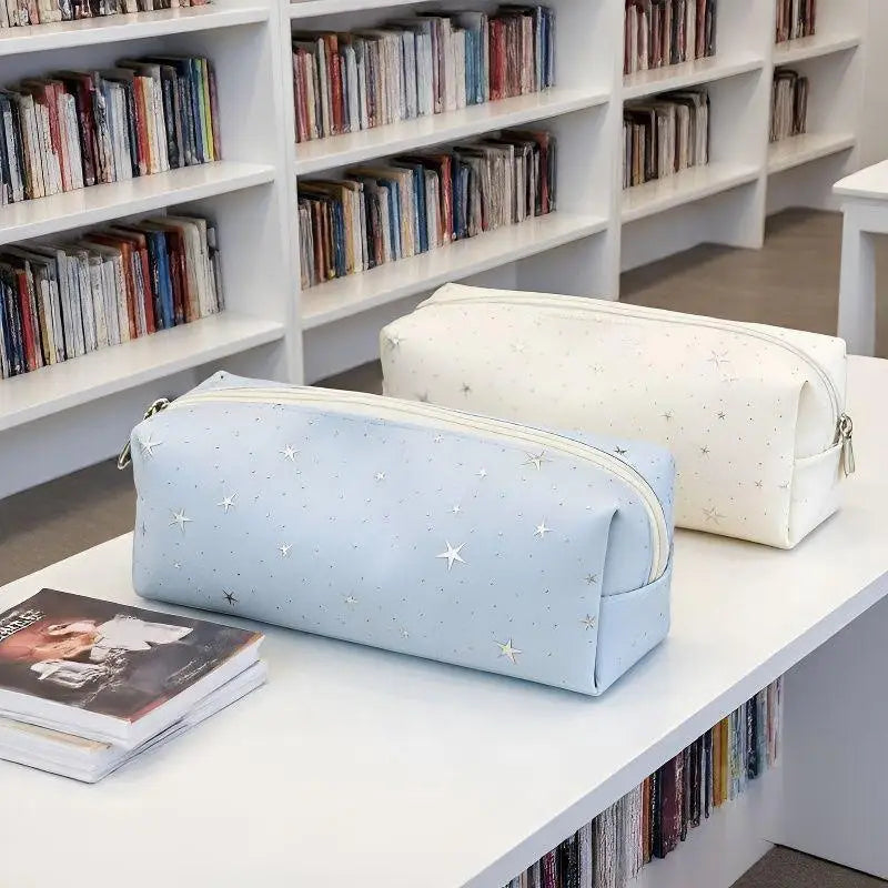 Multicolor Star Print Canvas Pencil Case | Large Zip Pouch Canvas Pencil Case PLUSH