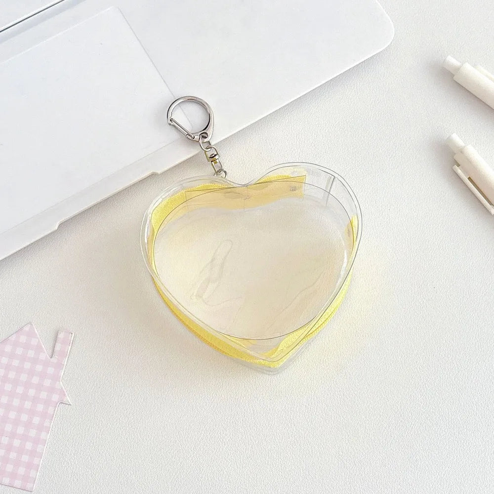 Transparent PVC Doll Storage Bag – Heart Zipper Display Case Doll Display Bag PLUSH Yellow