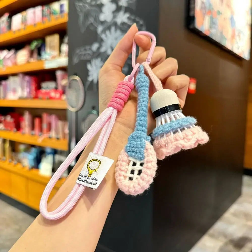 Crochet Badminton Keychain – Knitted Sports Charm Pendant Novelty Keychain PLUSH