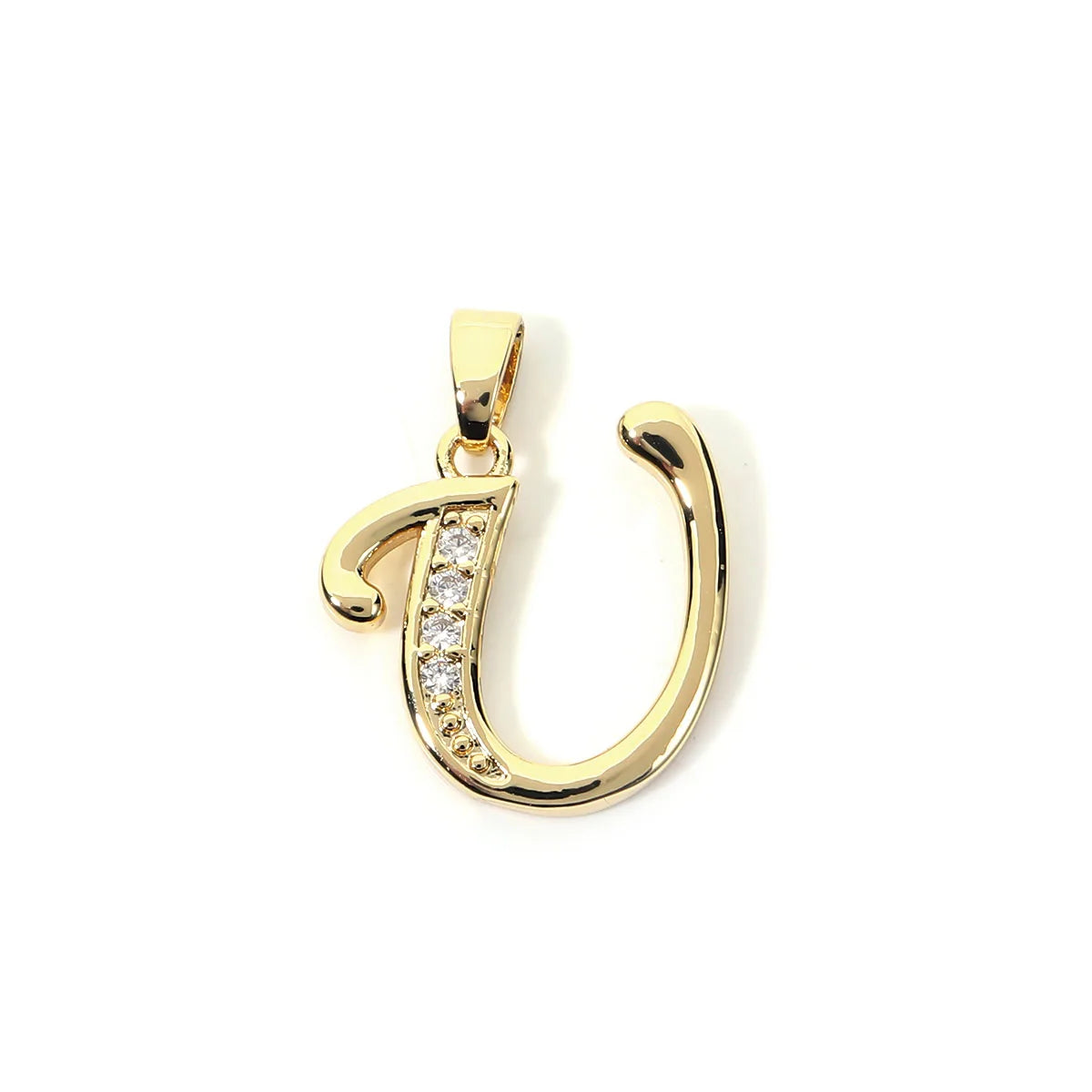Metal A-Z Zircon Initial Letter Charm Pendant – DIY Jewelry Initial Letter Charm PLUSH U 15.5X15mm