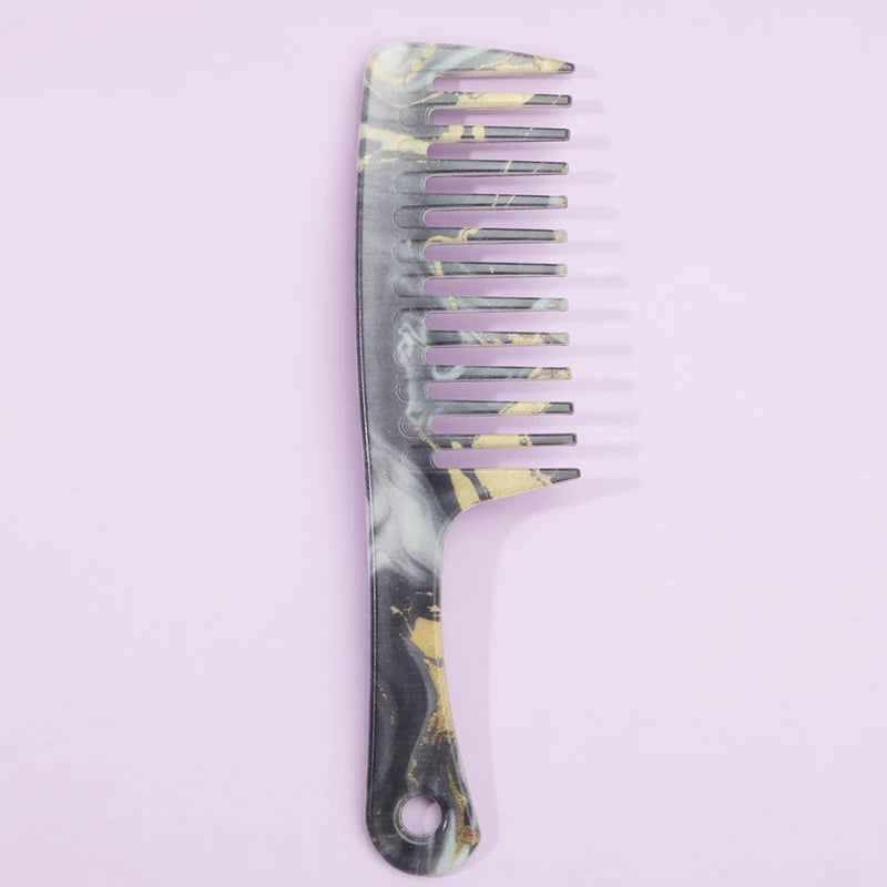 Extra Large Wide Tooth Detangling Comb – Marble Pattern Wide Tooth Comb PLUSH black