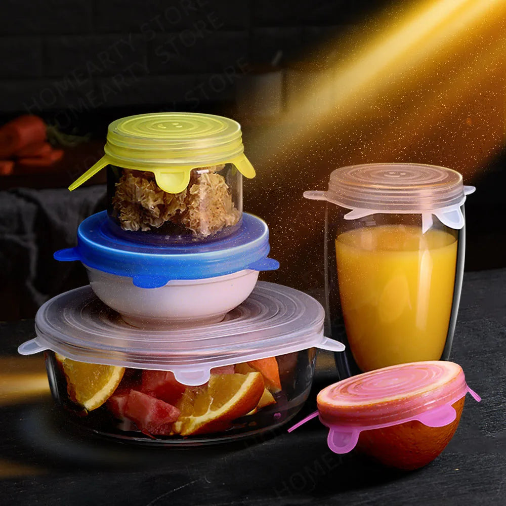 6-Pack Reusable Silicone Food Lids for Cans & Bowls Silicone Food Lids PLUSH