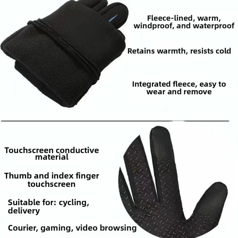 Winter Cycling Gloves – Waterproof Thermal Full Finger Cycling Gloves PLUSH