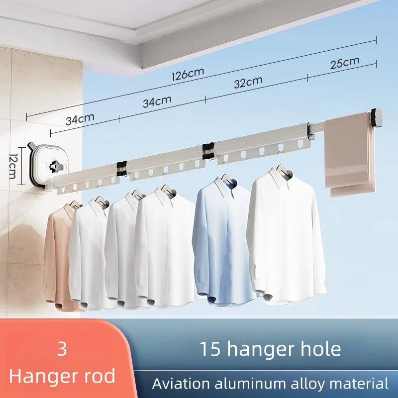 Wall-Mounted Folding Clothes Drying Rack | Retractable Aluminum Clothes Drying Rack PLUSH Drying Racks B3