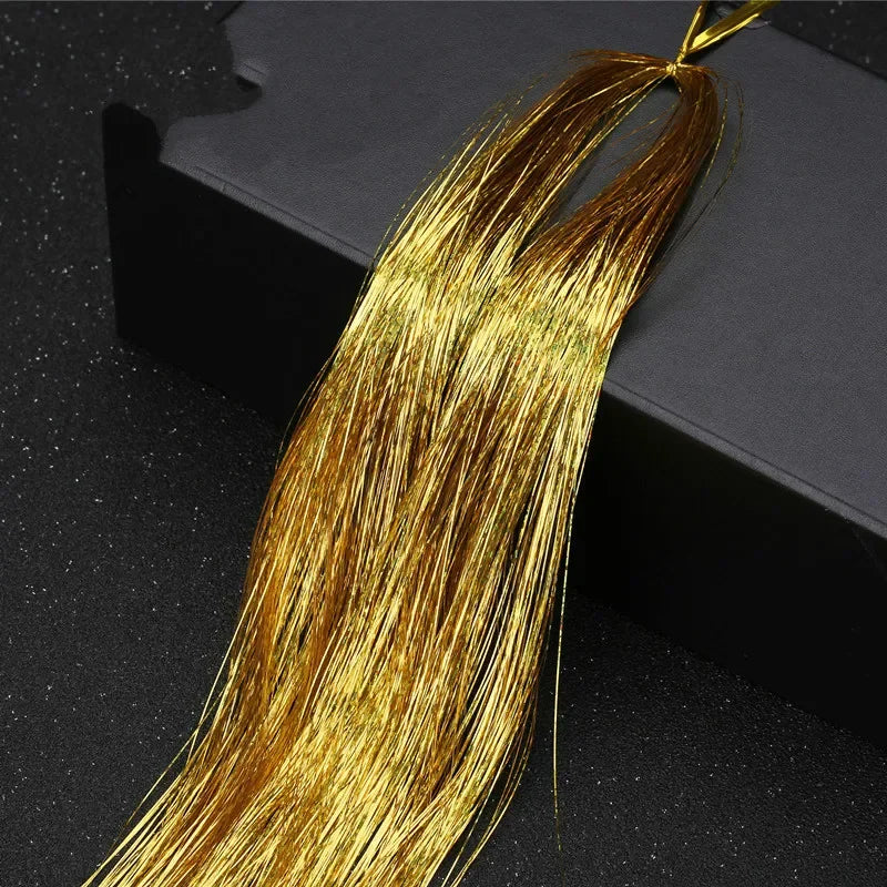 120 Strands Rainbow Hair Tinsel Sparkle Silk Extensions 100cm Hair Tinsel Extensions PLUSH NO.24