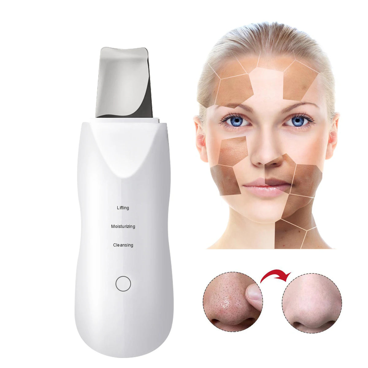 Ultrasonic Skin Scrubber Face Spatula – Blackhead Remover Facial Cleansing Device PLUSH