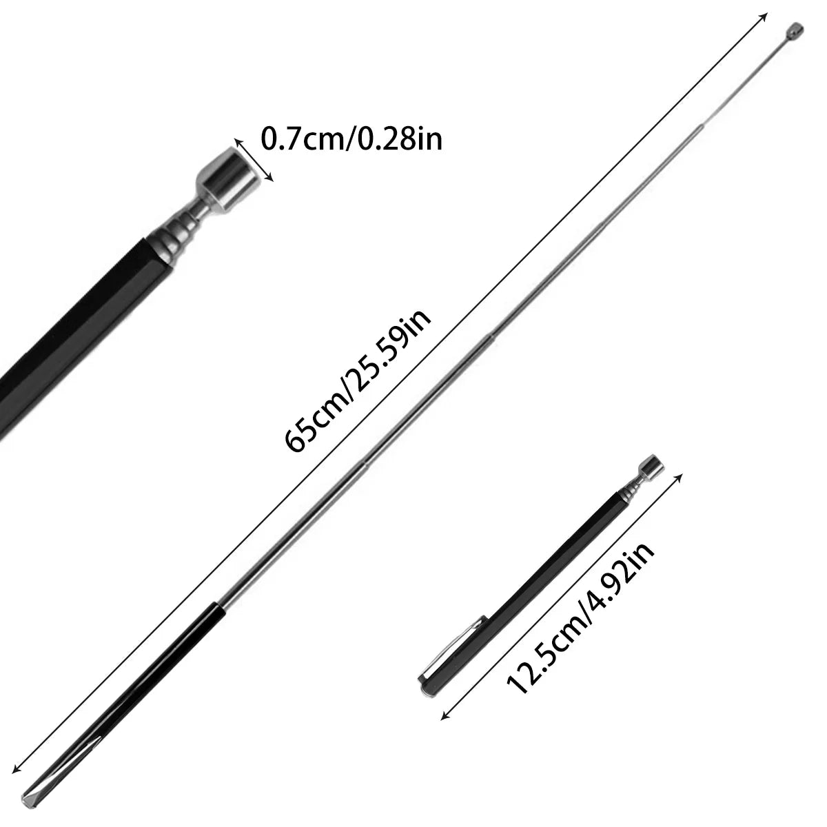 Telescoping Magnetic Pickup Tool 1.5LB Extendable Magnet Pen Magnetic Pickup Tool PLUSH Black