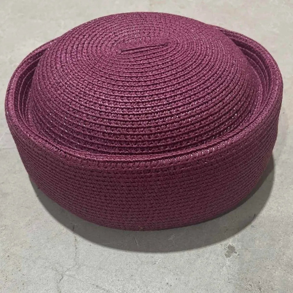 Vintage Wide Brim Woven Straw Sun Hat – Painter Beret Style Woven Straw Hat PLUSH Purple