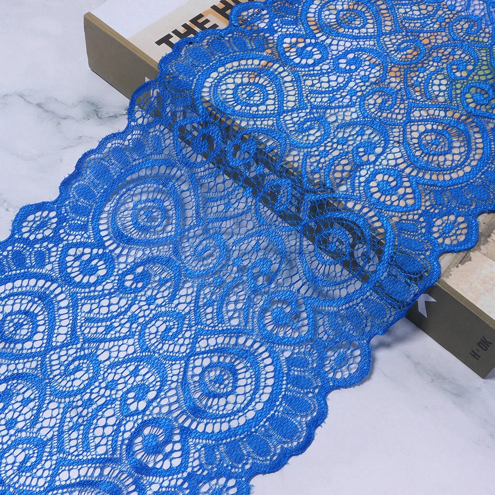18cm Elastic Floral Lace Trim 1 Yard – DIY Sewing & Crafts Elastic Lace Trim PLUSH royal blue 18cm