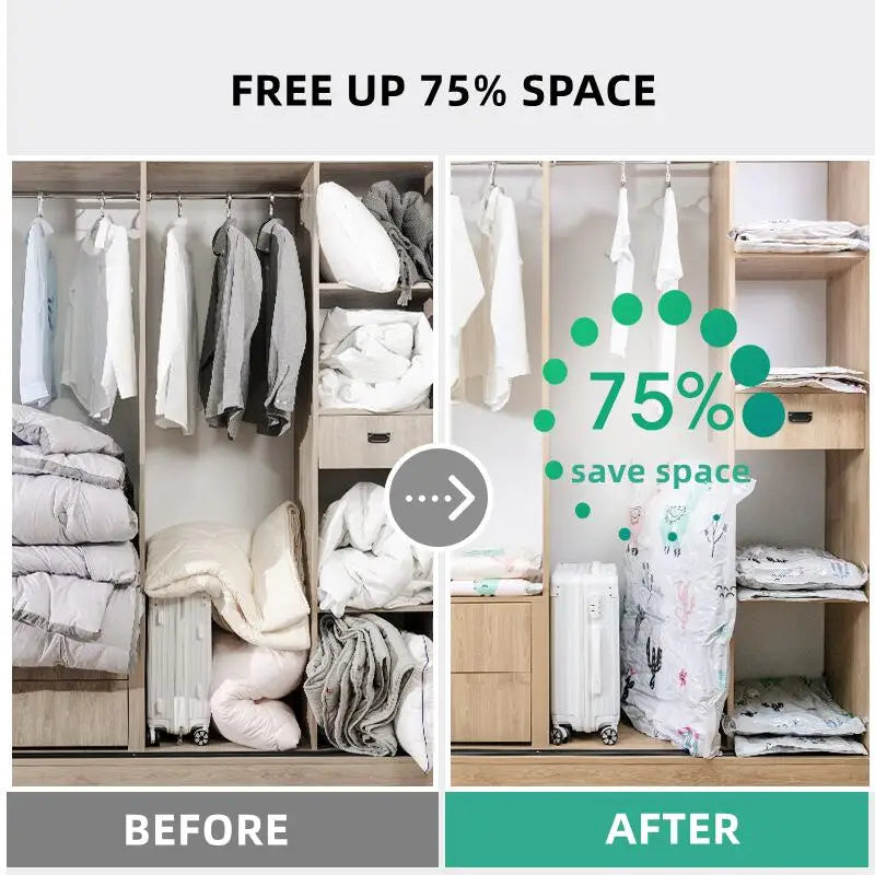 Reusable Vacuum Compression Bags for Clothes & Travel Vacuum Storage Bags PLUSH