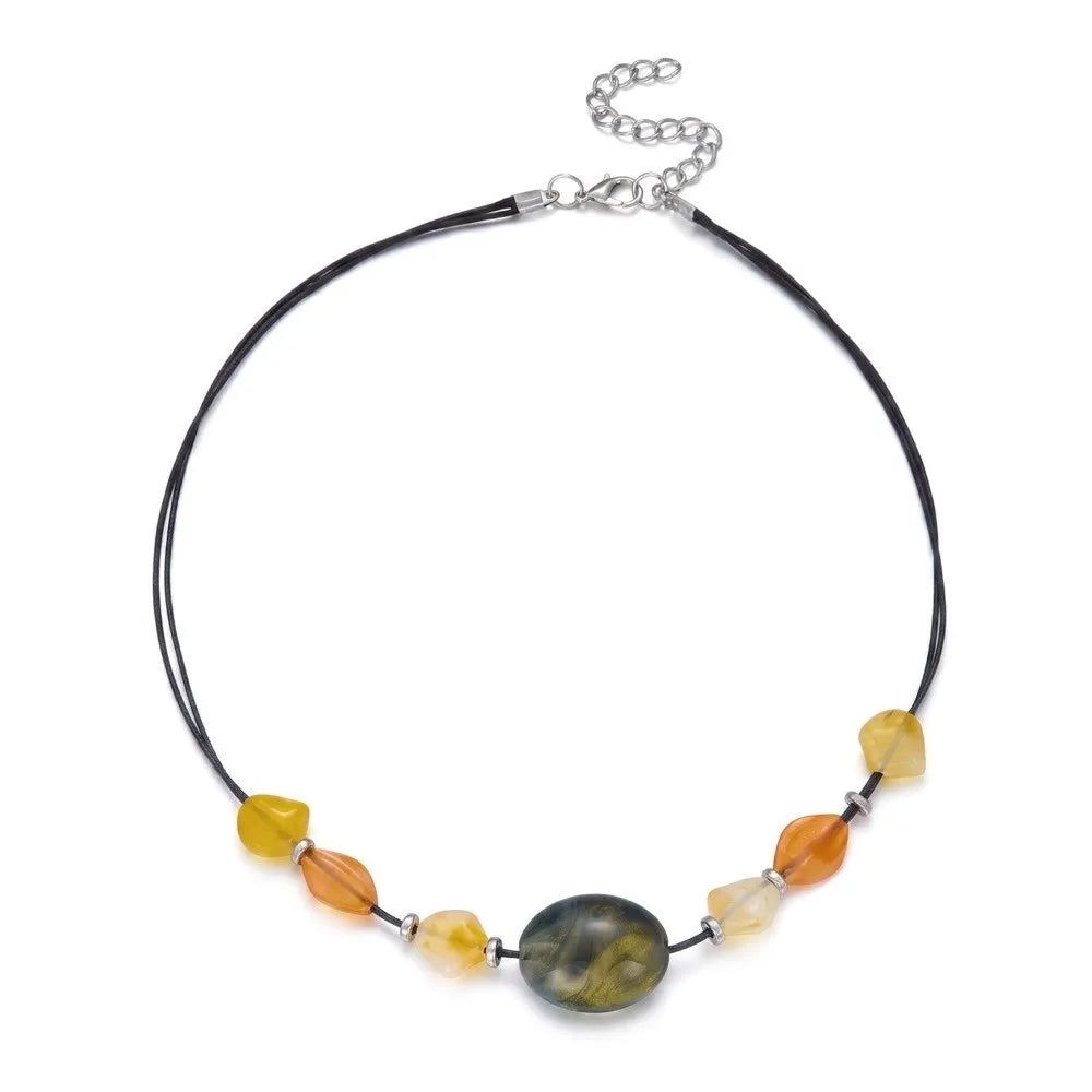 Handmade Colorful Irregular Acrylic Beaded Necklace – Women Beaded Necklace PLUSH