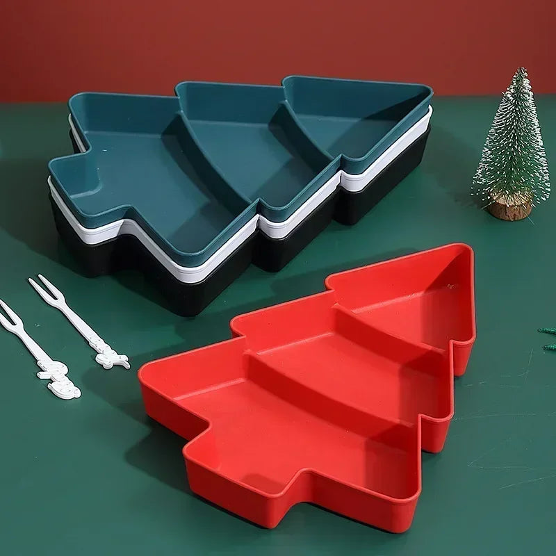 Christmas Tree 3-Tier Snack Tray – Fruit & Candy Serving Dish Tiered Serving Tray PLUSH