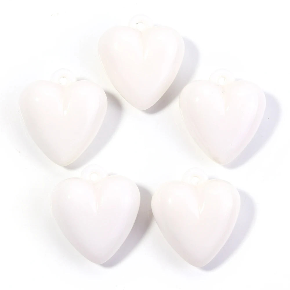 5pcs Heart Acrylic Charms 32x35mm – DIY Jewelry Pendants Acrylic Jewelry Charms PLUSH white