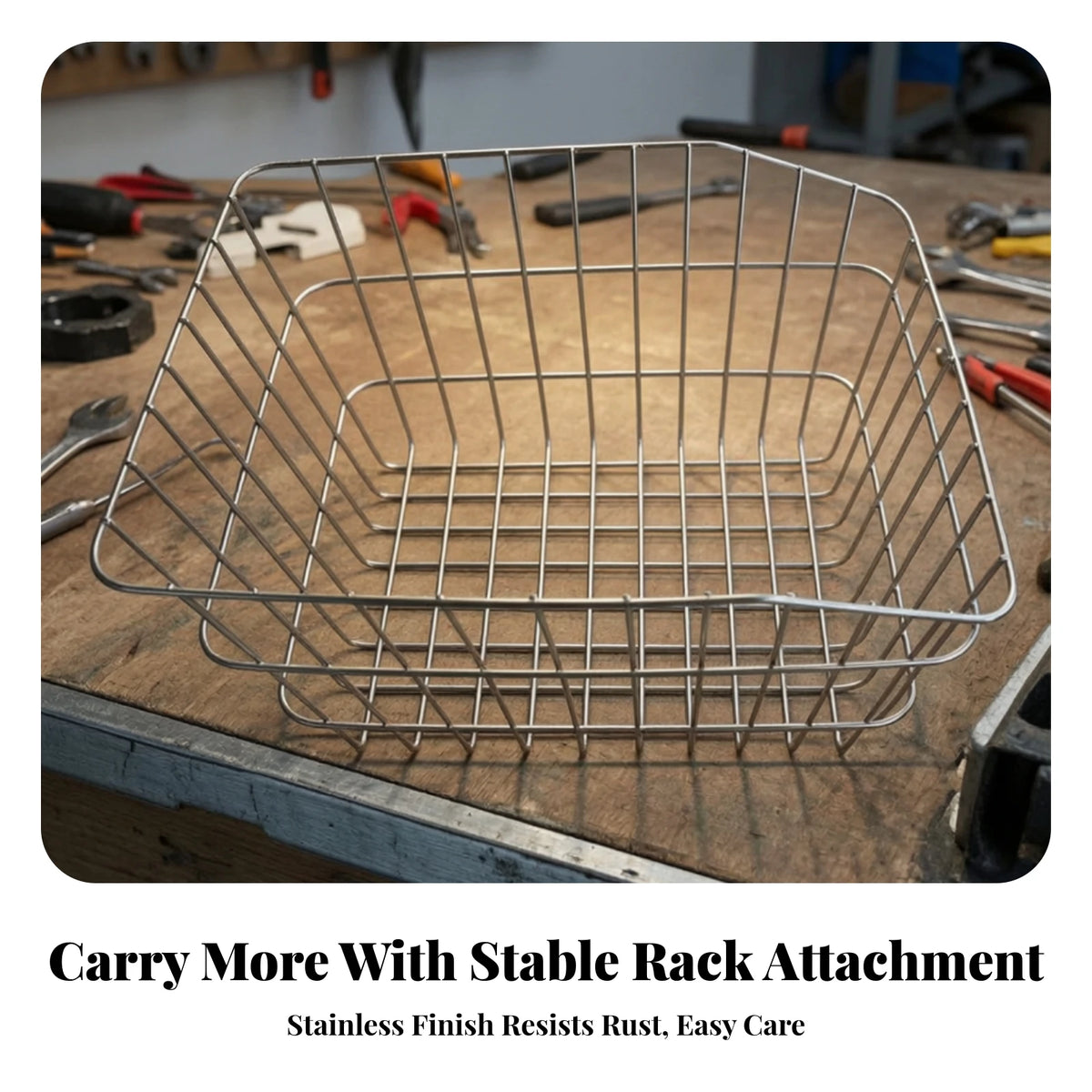 Stainless Steel Rear Bike Basket with Mounting Bracket Rear Bike Basket PLUSH