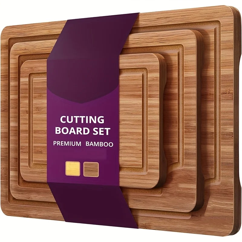 3-Piece Bamboo Cutting Board Set – Thick Multipurpose Chopping Boards Bamboo Cutting Board Set PLUSH 3pcs Dark Color