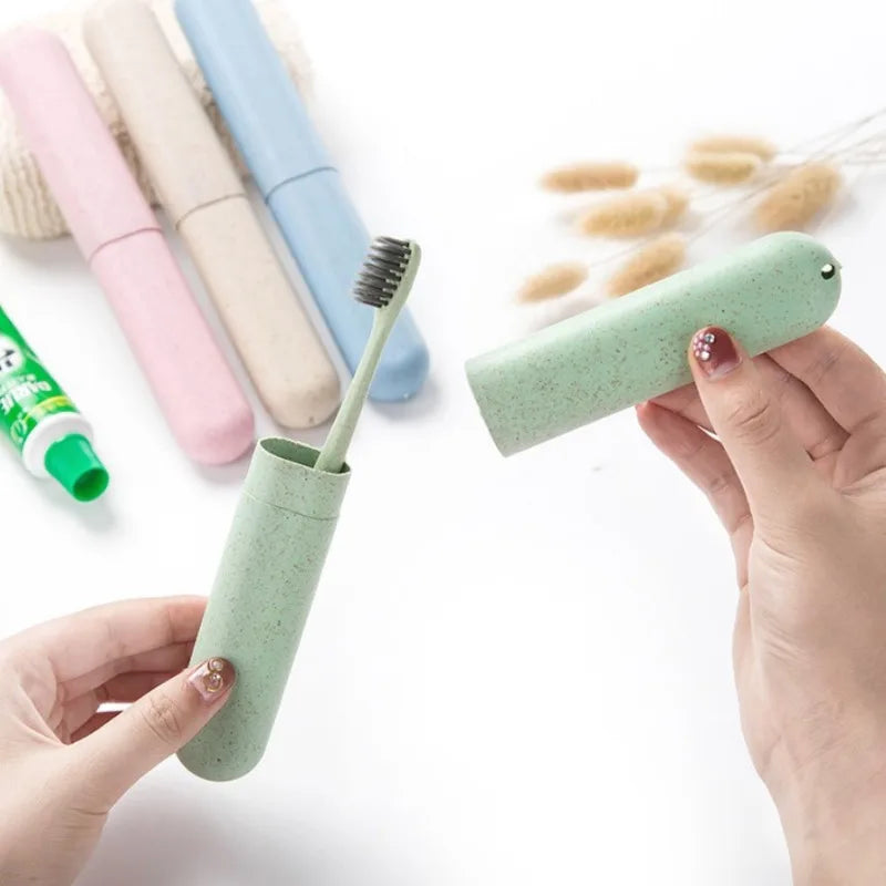 Wheat Straw Portable Toothbrush Case | Travel Protective Cover Toothbrush Travel Case PLUSH