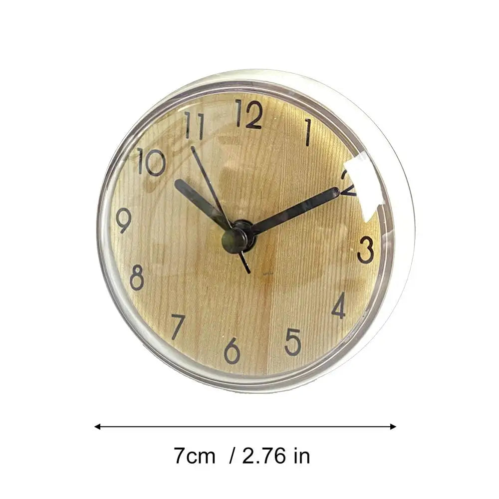 Mini Waterproof Suction Cup Wall Clock – Silent Shower Clock Waterproof Wall Clock PLUSH natural wood