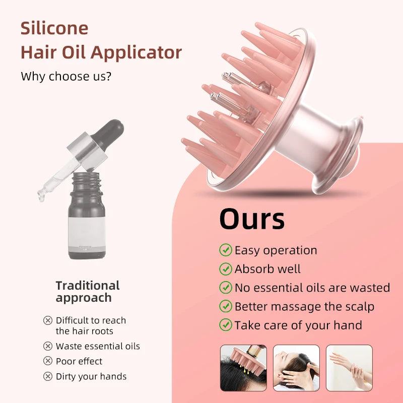 Scalp Applicator Comb & Massager Brush | Silicone Bristles Scalp Massager Comb PLUSH