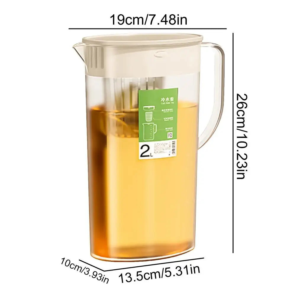 2L Large Water Pitcher with Lid, Strainer & Handle | Fridge Water Pitcher PLUSH White 2L