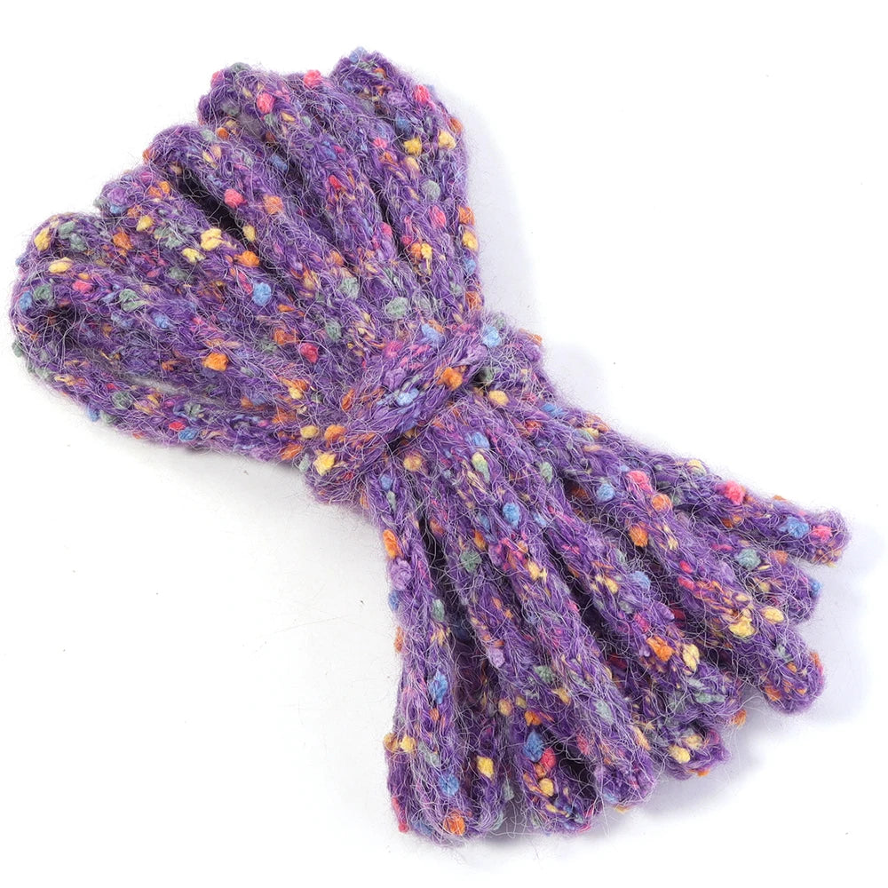 5 Yards 10mm Colorful Confetti Acrylic Knitted Yarn Cord – DIY Craft Yarn Cord PLUSH deep purple