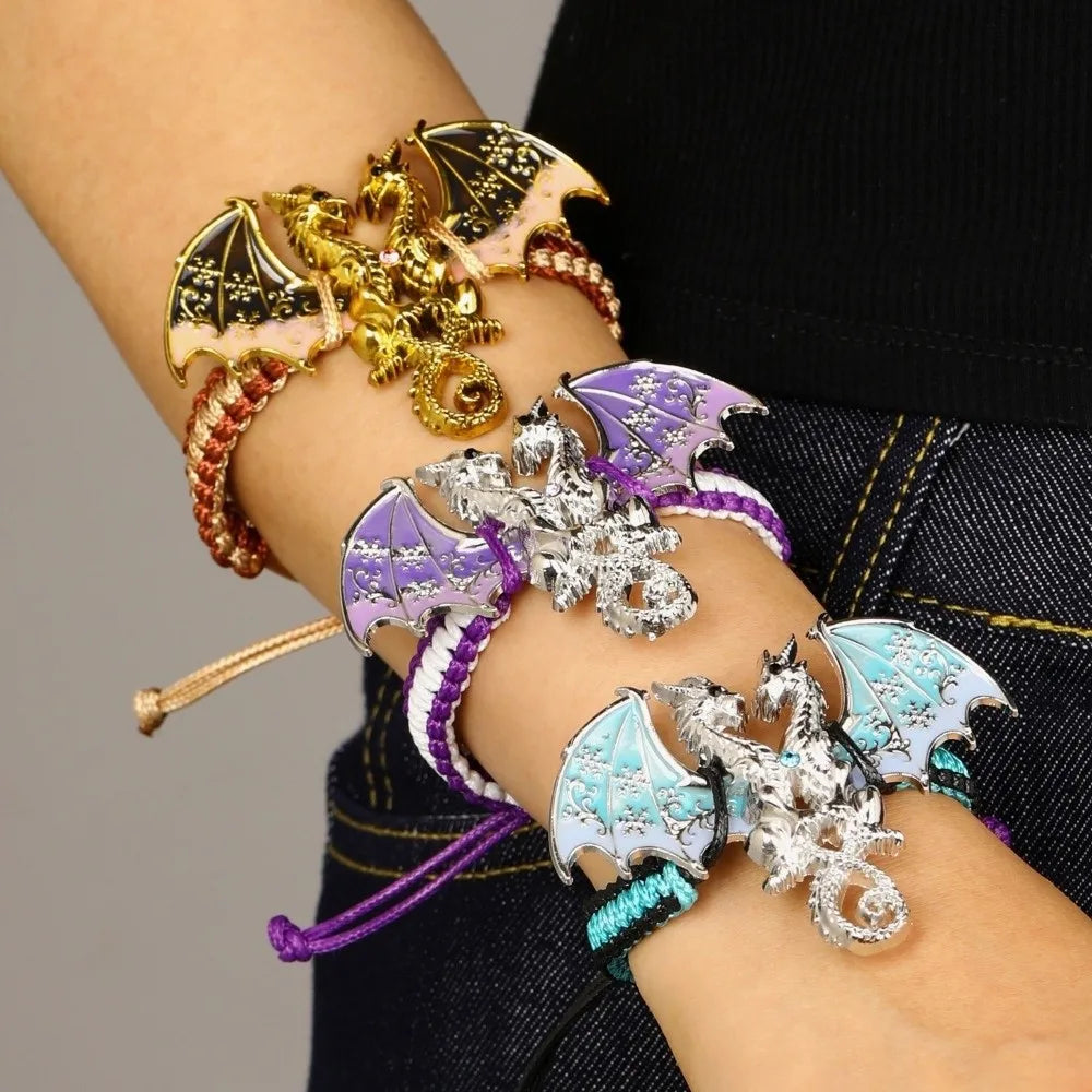 Dragon Braided Rope Bracelet – Adjustable Punk Woven Wristband Fashion Bracelet PLUSH