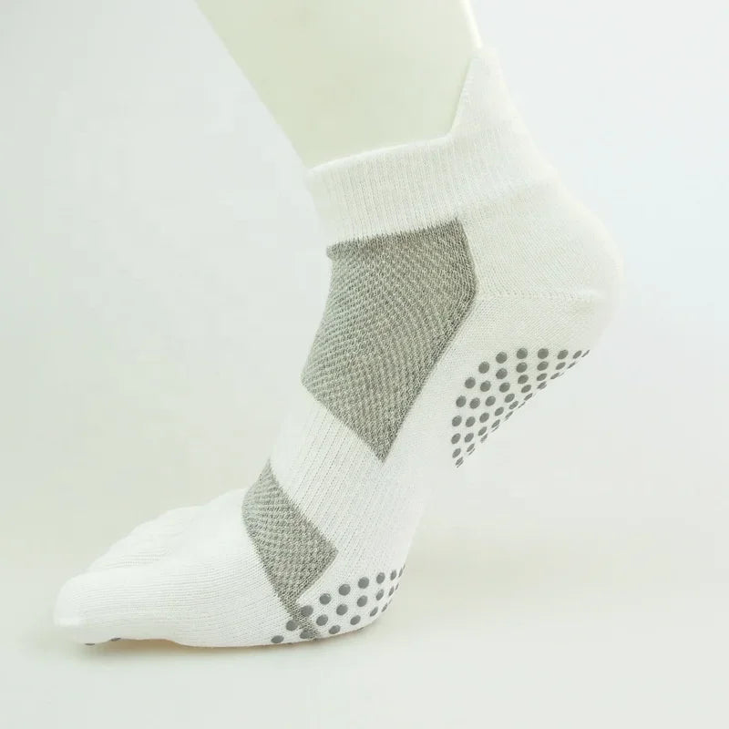 Cotton Five-Toe Anti-Slip Sports Ankle Socks for Men Five Toe Ankle Socks PLUSH One Size White