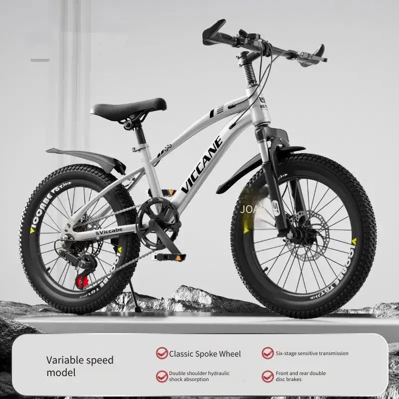Kids Mountain Bike 18/20/22 Inch Variable Speed Ages 7–13 Kids Mountain Bike PLUSH Silvery 18inch