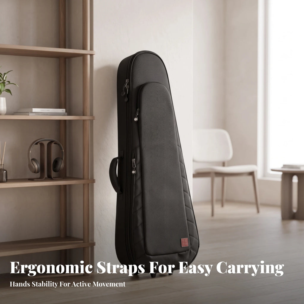 Double Electric Guitar Gig Bag with Wheels & Pockets Guitar Gig Bag PLUSH