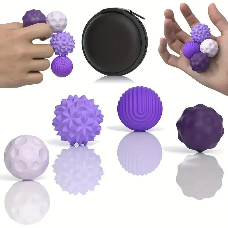 Silicone Magnetic Fidget Balls – Sensory Stress Toys for Adults Magnetic Fidget Toy PLUSH 4PCS Purple 1